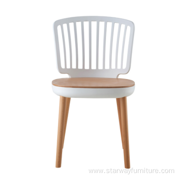 plastic back chair with wood leg&seat